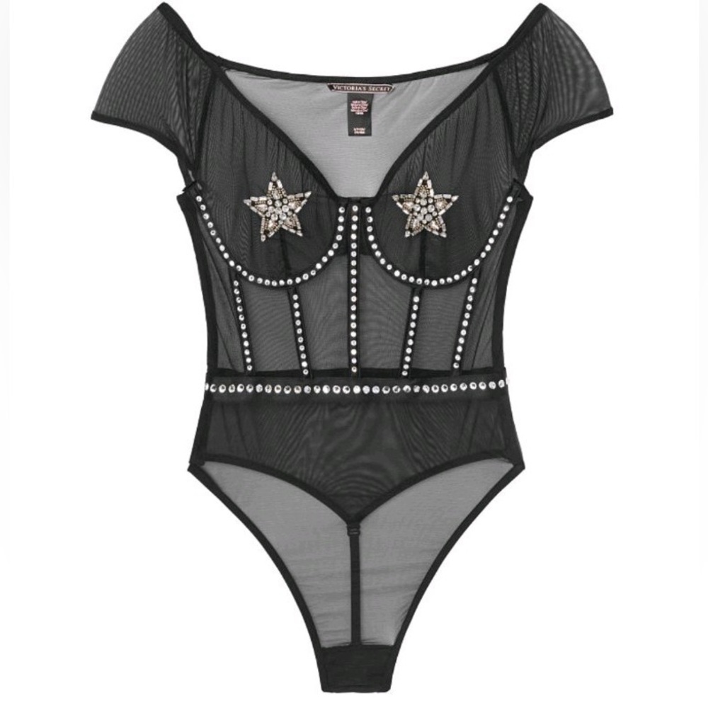 Victoria's Secret Star Thong Teddy Rhinestones 2018 Fashion Show Size SMALL BNWT